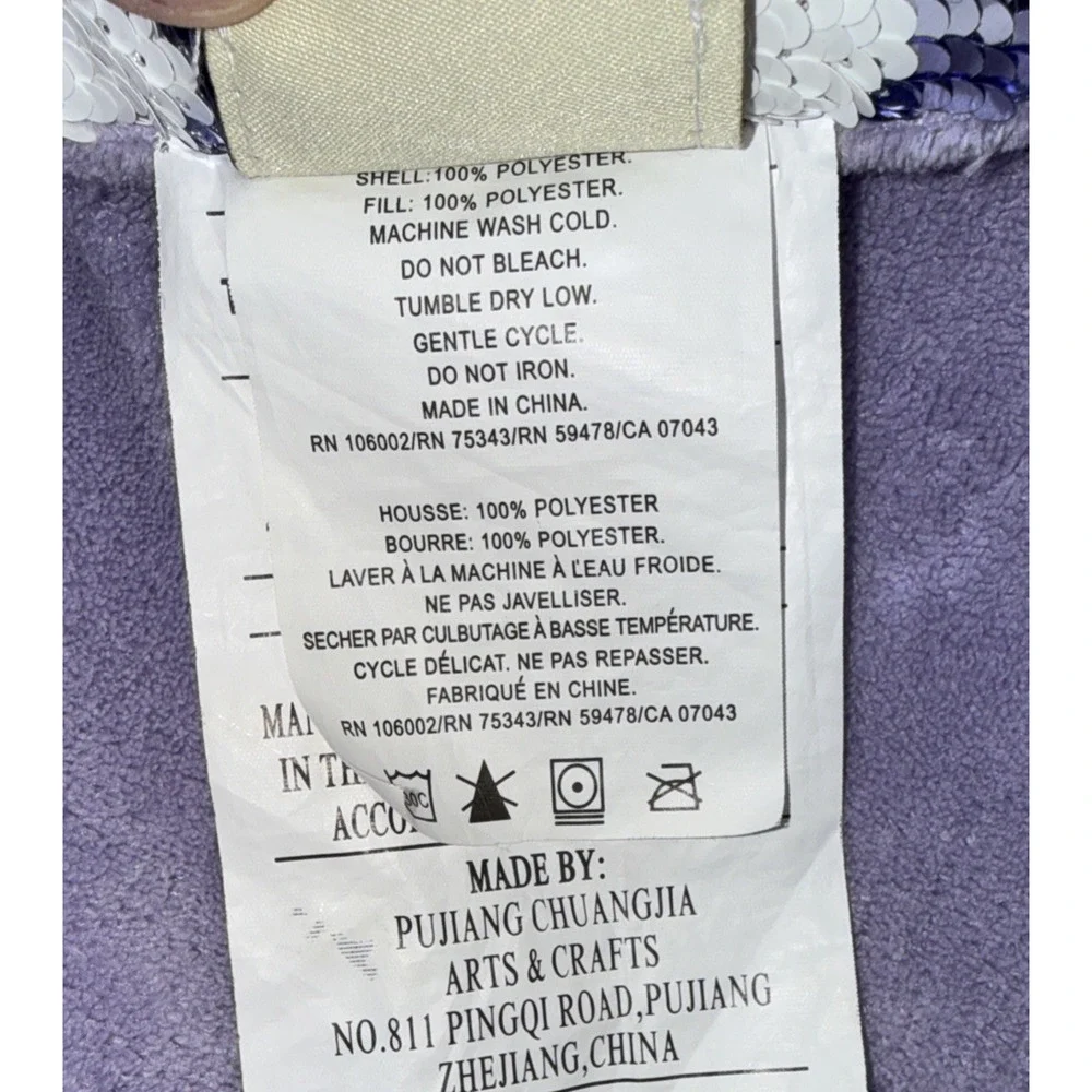 Cynthia Rowley Iridescent Silver Purple Sequin Mermaid Tail Blanket 52